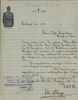 Álvarez, Pilar. Solicitud de información sobre su marido Jesús Pazos Brañas. Santiago de Compostela, 10 enero 1937