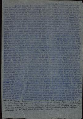 Vapor Uruguay. Sancho Contreras, Eduardo. Carta dirigida a Raquel Claro Velasco (esposa). Madrid, 11 noviembre 1940