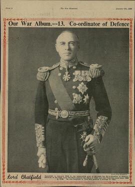 The war illustrated, Nº 13. "Nuestro album de guerra: Coordinador de Defensa, Lord Chatfield". 9 diciembre 1939