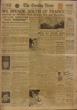 "The Evening News", 15 de Agosto de 1944, "Invadimos el Sur de Francia".