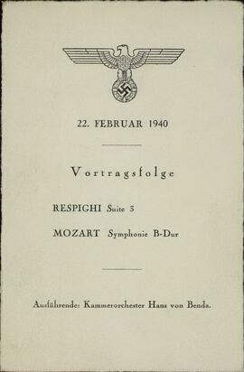 "Mozart. Programa. 22 febrero 1940"