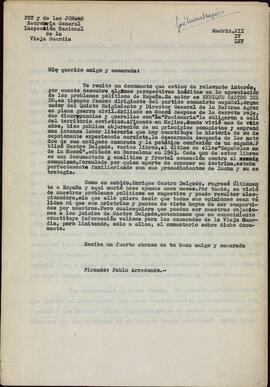 Castro Delgado, Enrique (1907-1964): Perspectivas de la política española. Compilado por Pablo Arredondo, Secretario general de la Inspección Nacional de la Vieja Guardia de FET y de las JONS. 12 abril 1965.