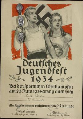 Päsler, Ruth. "Juventud alemana 1934". 23 junio 1934 / Insignias del Tercer Reich