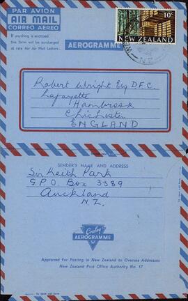 Park, Keith. Carta a Robert Wright, 14 abril 1969