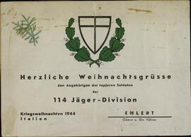 "Felicitación navideña de la división 114 de bombarderos". 1944