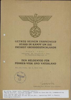 Lein, Heinz. "Fiel a la jura de bandera". 7 marzo 1943