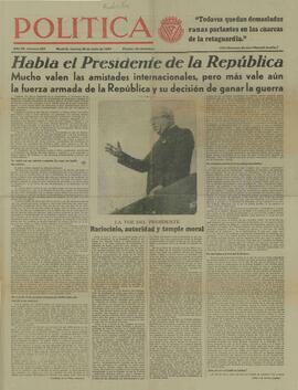 Política. Órgano de Izquierda Republicana. "Habla el Presidente de la República" (sobre la armada de la República). 20 julio 1937