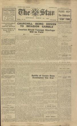 The Star. 20 marzo 1943. "Churchill empujado a una arriesgada invasión."