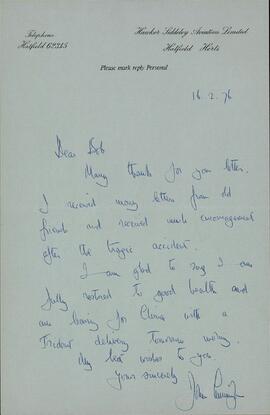Cunningham, John. "Carta a Robert Wright". 16 febrero 1976