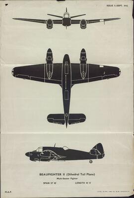 "Beaufighter II (Dihedral Tail Plane). Multiplaza". Septiembre 1942