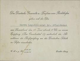 Von Richthofen a Dr. Pfleiderer. Sofía, 15 junio