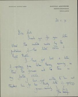 Cunningham, John. "Carta a Robert Wright". 28 mayo 1975