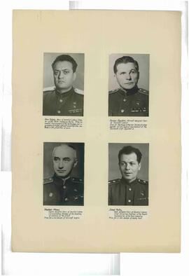 Selección de Fotografías de Ingenieros Soviéticos: Amo Sergeyevich Yelyan (?), Sergei Vladimirovich Ilyushin (1894-1977), Vladimir Yakovlevich Klimov (1892-1962), Zhozef Kotin (1908-1979), c. 1945