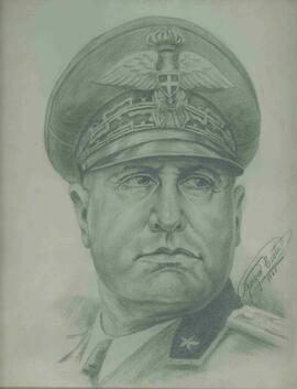Testa, Giorgio. "Benito Mussolini", 1961. Dibujo a lápiz.