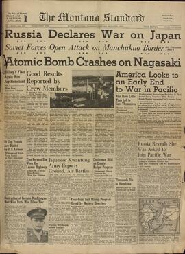 The Montana Standard. "La Bomba Atómica cae en Nagasaki". 9 agosto 1945