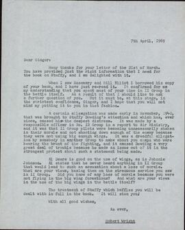 Wright, Robert. Carta a "Ginger" (James Lacey). 7 april 1969